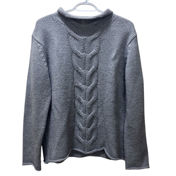 Joe Fresh Sweaters - Joe Fresh Cable Knit Grey Mockneck Soft Chunky Sweater Size Large Normcore